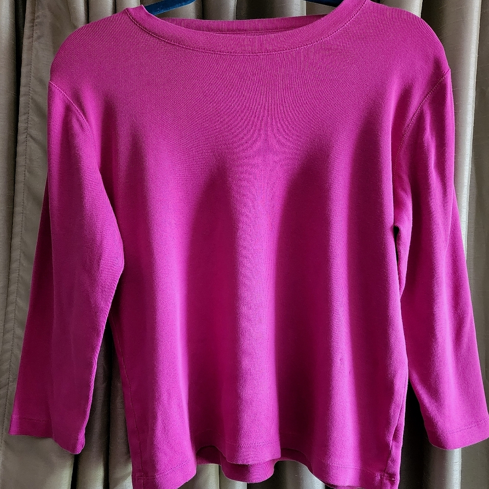 Kim Roger's Medium Fushia/Rich Pink ¾ sleeve top